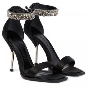 ALEXANDER MCQUEEN Embellished Satin Sandals